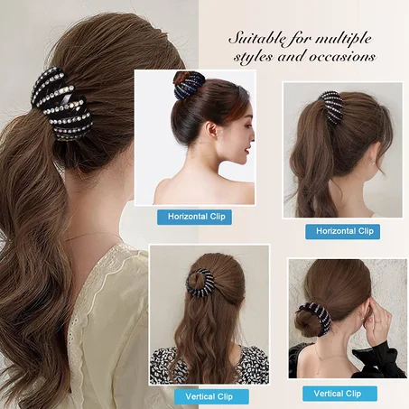 Hair Clamp Black Plastic Jeweled   مشبك شعر بلاستيك اسود مرصع بالجواهر