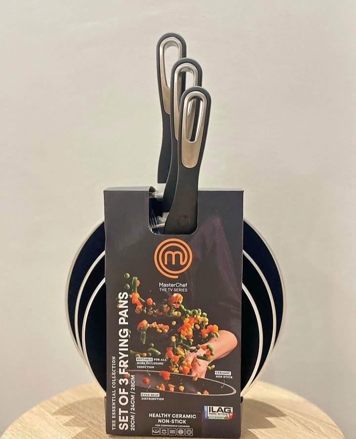 طقم 3 مقالي ماستر شيف أصلية – جودة عالمية للطهي الصحي SET OF 3 FRYNIG PANS MasterChef
