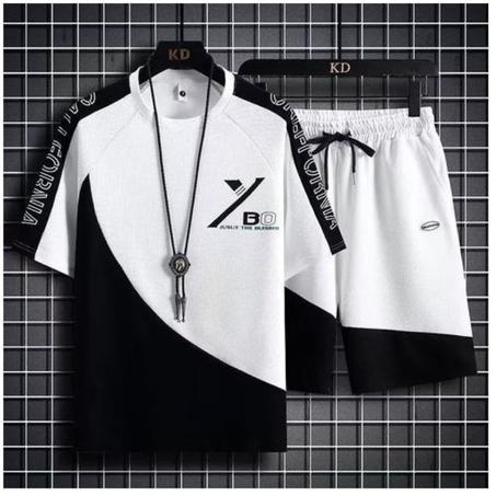 Gukbis 2pcs T-shirt + Short à Manches Courtes Pour Hommes, Combinaison De Sport Décontractée Pour Jeunes