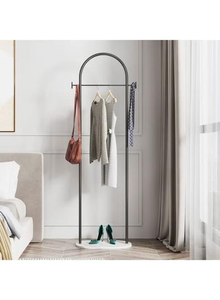 حامل معاطف معدني حامل معاطف أسود قائم بذاته مع قاعدة رخامية حامل معاطف قائم على الأرض شماعة أرضية 170*45 سم