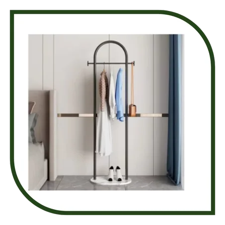 حامل معاطف معدني, أسود قائم بذاته مع قاعدة رخامية