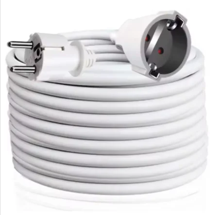 كابل تمديد أبيض مزود بقابس كهربائي، قابل للتمديد مع حماية، متوفر بأطوال ، 10، متر