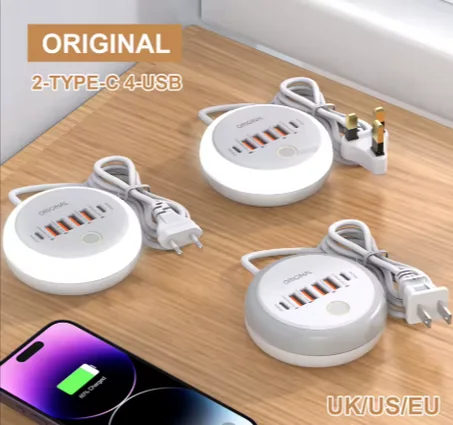 شاحن جداري سريع الشحن PD نوع C مع منافذ متعددة،