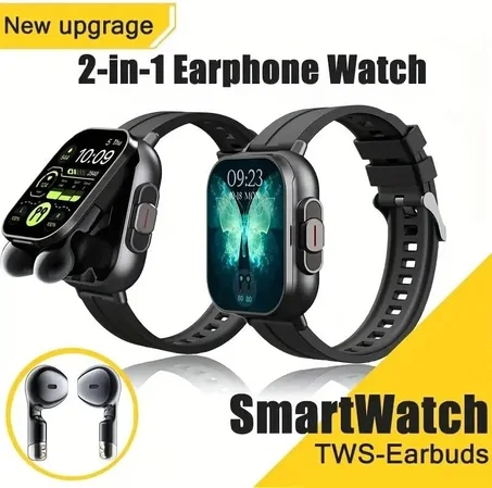 Montre Connectée Premium avec Écouteurs Sans Fil Intégrés – 2 en 1 Innovant et Élégant