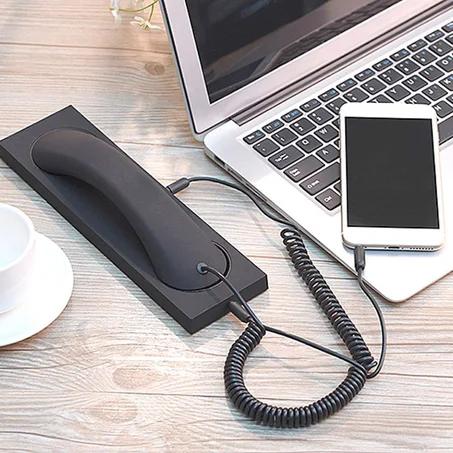 📞 Combiné Téléphonique Vintage Rétro avec Base de Support pour Smartphones & Tablettes