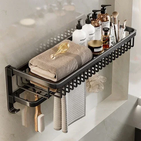 Étagère Murale Porte-Serviettes Pliable - Design Moderne et Pratique