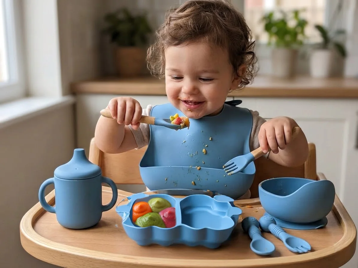 طقم طعام سيليكون آمن ومضاد للانزلاق