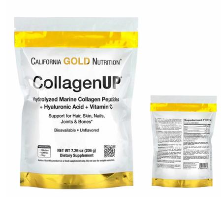 California Gold Nutrition, Peptides de collagène marin hydrolysé à l'acide hyaluronique et à la vitamine C, Non aromatisés, 206 g