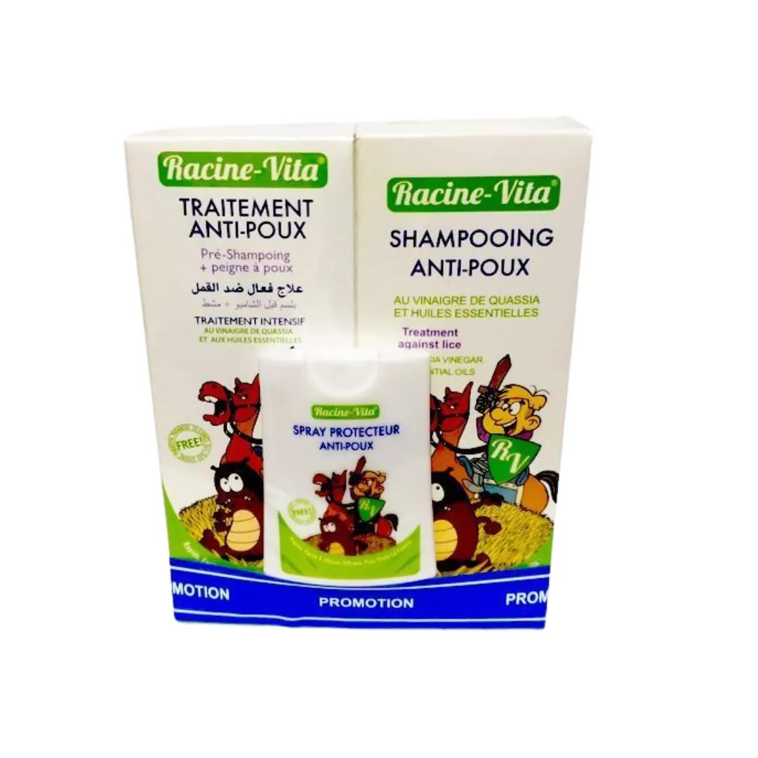 Pack anti poux Racine Vita traitement Shampooing et spray anti-poux