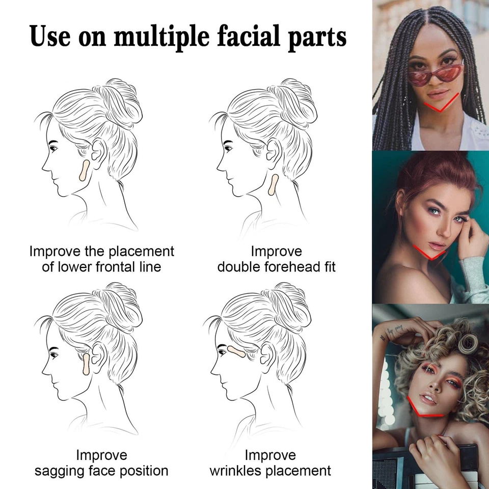 100 قطعة لصقات شد الوجه غير المرئية – شريط تجميل للرقبة والعينين والذقن المزدوجة