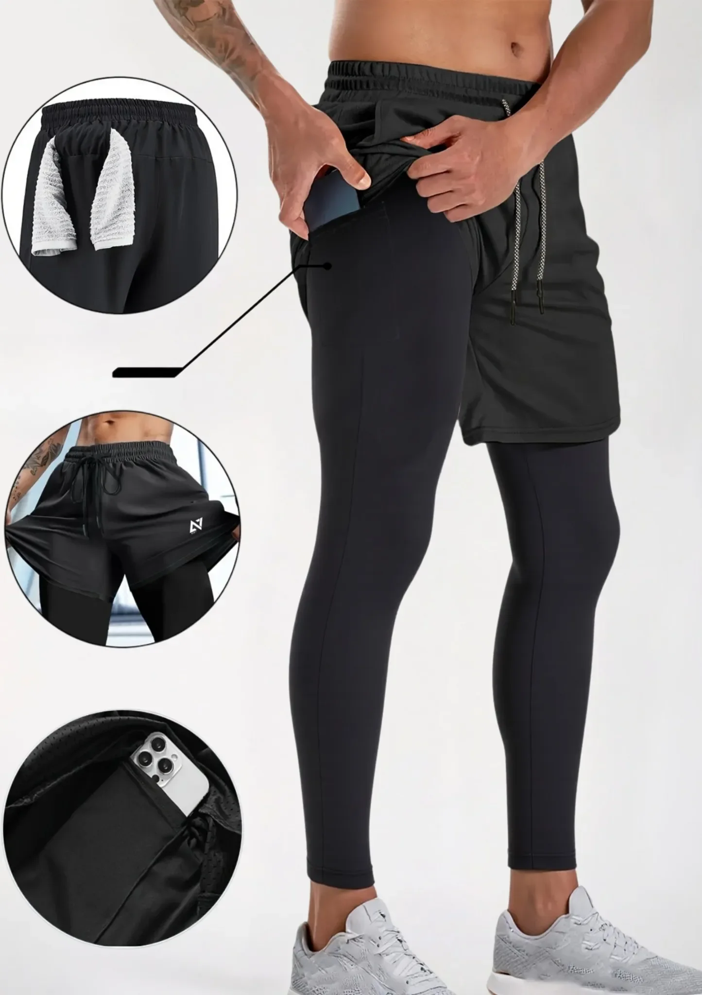 Ensemble AXE7 3 en 1 – Haut zip + Short + Legging