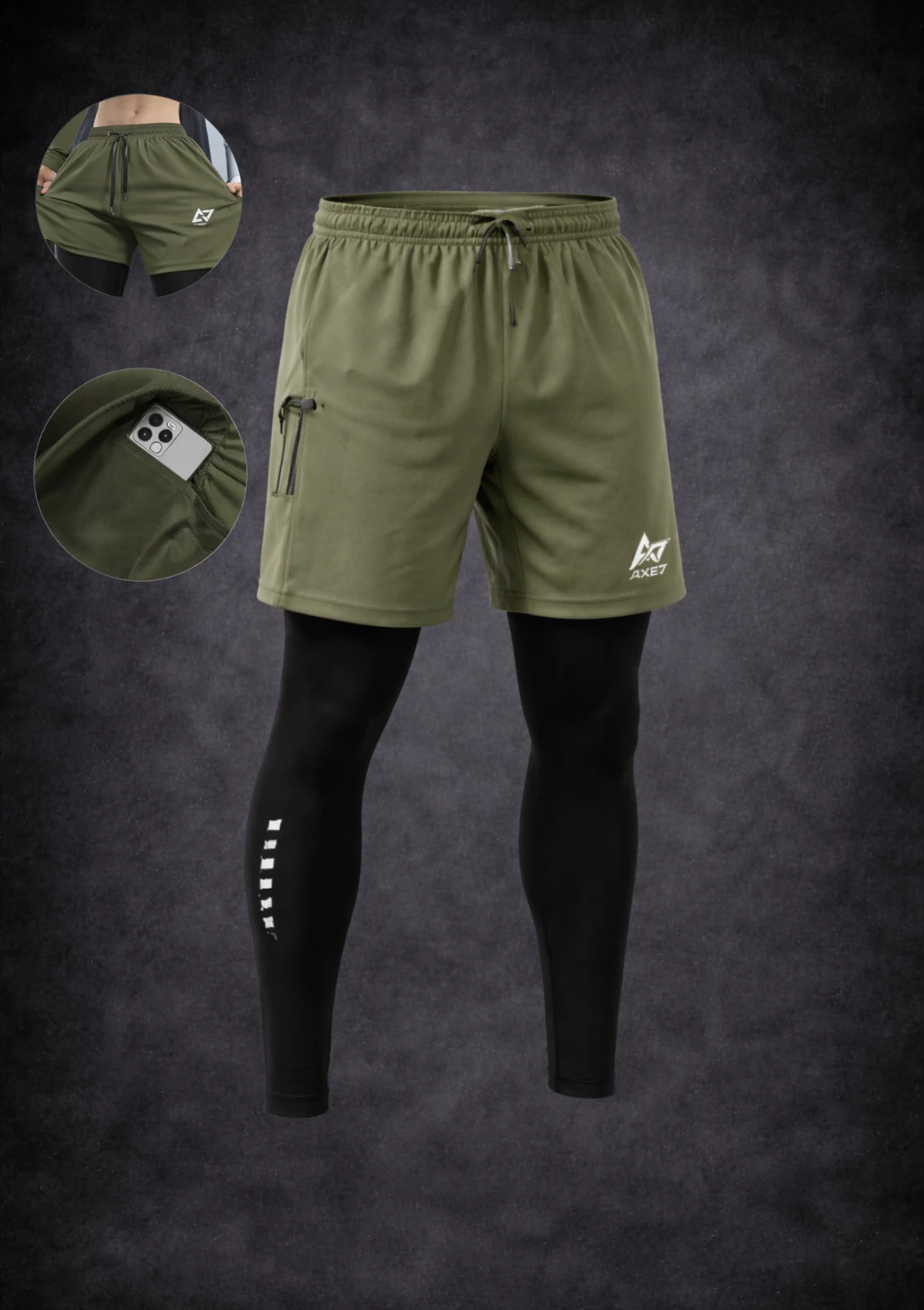 Ensemble de Sport Homme 2 Pièces (T-shirt à manches longues  + Short 2 en 1)