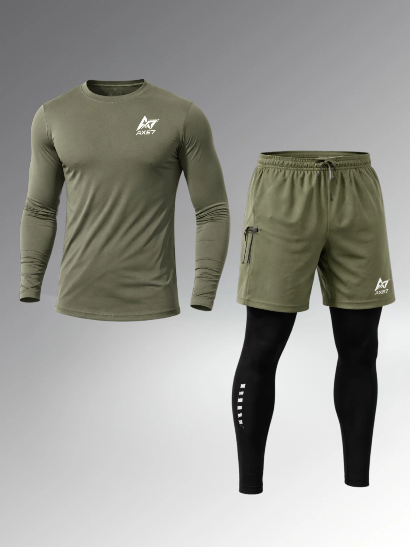 Ensemble de Sport Homme  3Pièces (T-shirt à manches longues  + Short 2 en 1)