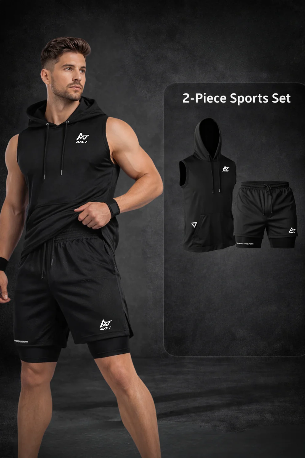 ENSEMBLE DE SPORT (Débardeur à Capuche et short 2 en 1)