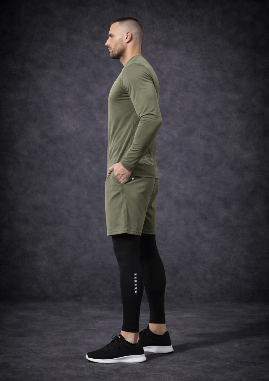 Ensemble de Sport Homme  3Pièces (T-shirt à manches longues  + Short 2 en 1)