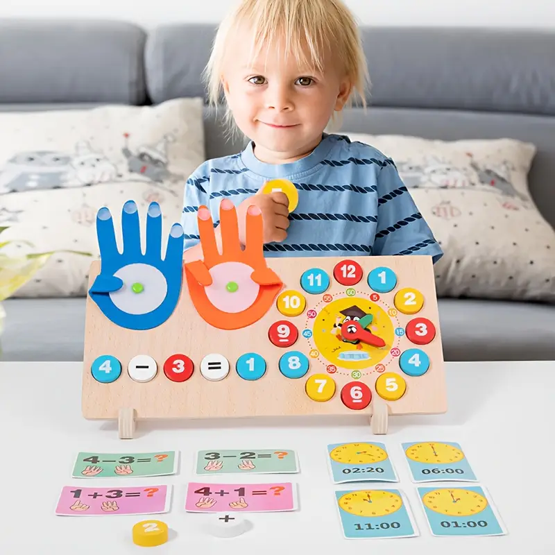 سبورة تعليمية للأطفال (رياضيات + ساعة)