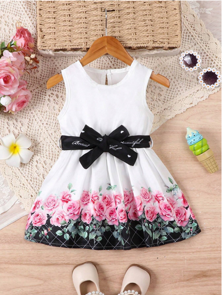 Robe Bébé blanche à fleurs