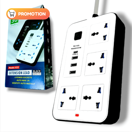 Rallonge électrique intelligente : 4 Prise / 3 USB / 1 Type C .