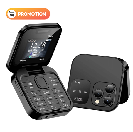 هاتف صغير قابل للطي : تصميم عصري ، شريحتان ، شاشة صغير ، تطبيقات محدودة ، حجم صغير