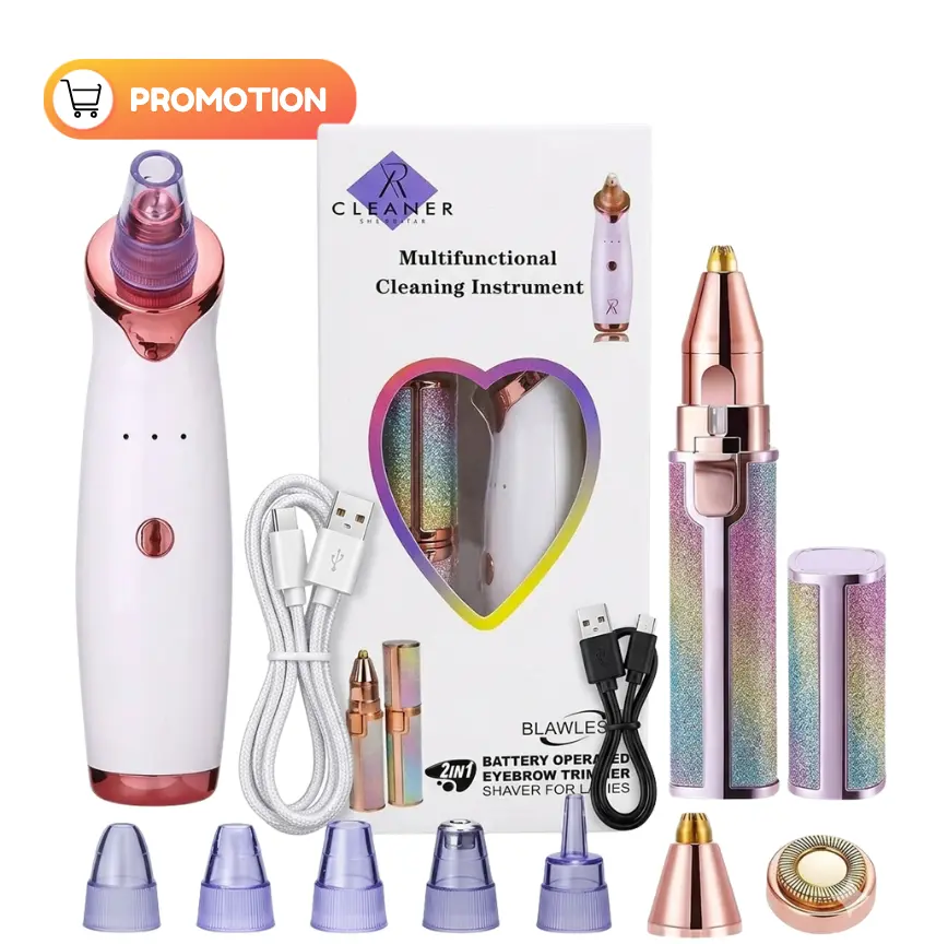 منتجين في منتج واحد : مزيل الرؤوس السوداء + ملقم الحواجب و مزيل الشعر الخفيف