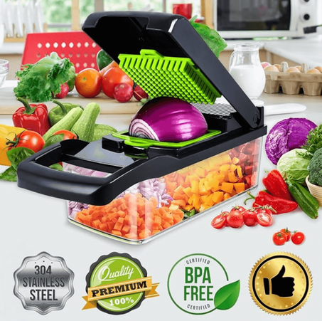 قطاعة الخضار المقاومة للصدأ مع علبة تخزين : 16 قطعة