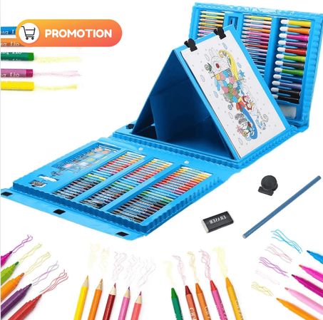 طقم الرسم المثالي للأطفال : 208 قطعة فنية في حقيبة واحدة