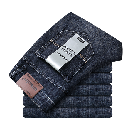 جينز رجال الأعمال الجديد من Wthinlee كاجوال مستقيم أنيق مطاطي كلاسيكي أزرق أسود عمل ملابس ماركة للذكور