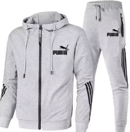 Fashion Tracksuit Men Suit Autumn New Zipper Cardigan Jacket+Sweatpants Stripe Running Fitness Basketball Jogging 2 Piece Set