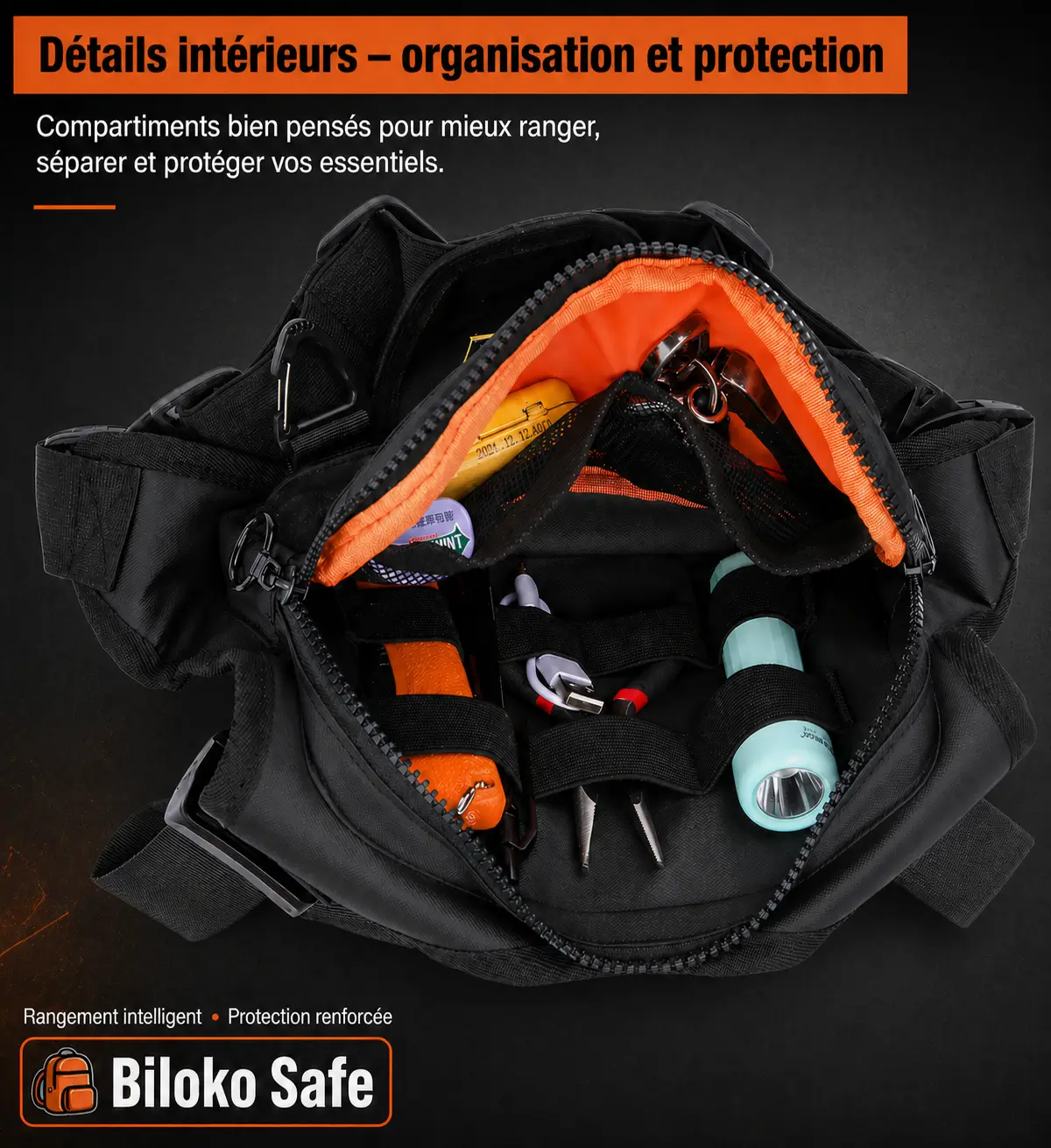 Biloko Safe™, Gardez vos essentiels proches, sécurisés et toujours accessibles.