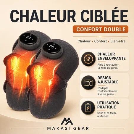 Genou Kimia 3-en-1, Le masseur chauffant qui combine chaleur, vibration et compression pour aider vos articulations à se détendre. ( Kinshasa )