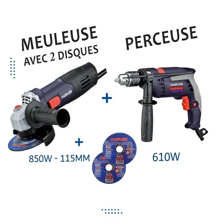 Pack Meuleuse 850W + Perceuse 610W