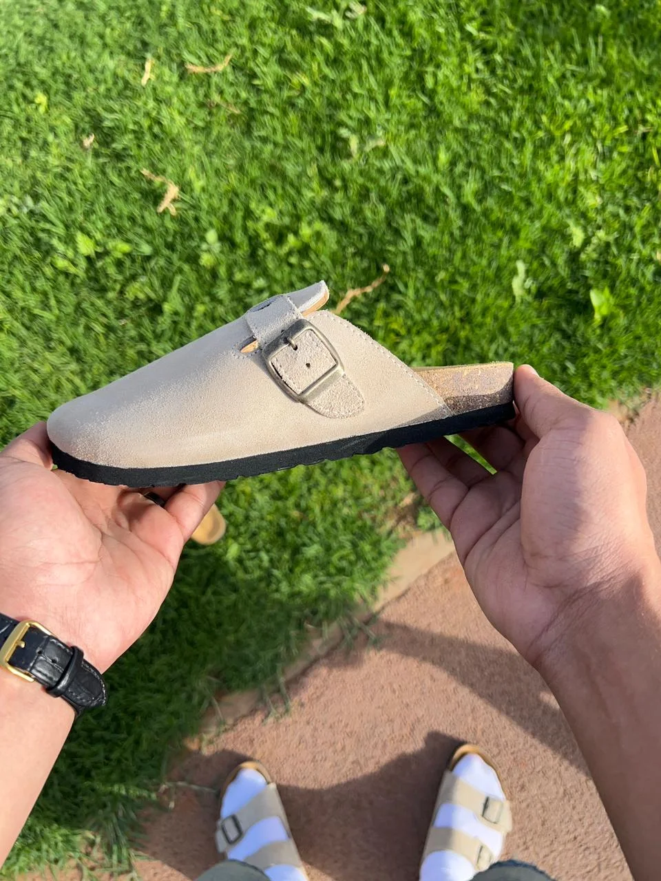 sabot birkenstock boston couleur taupe