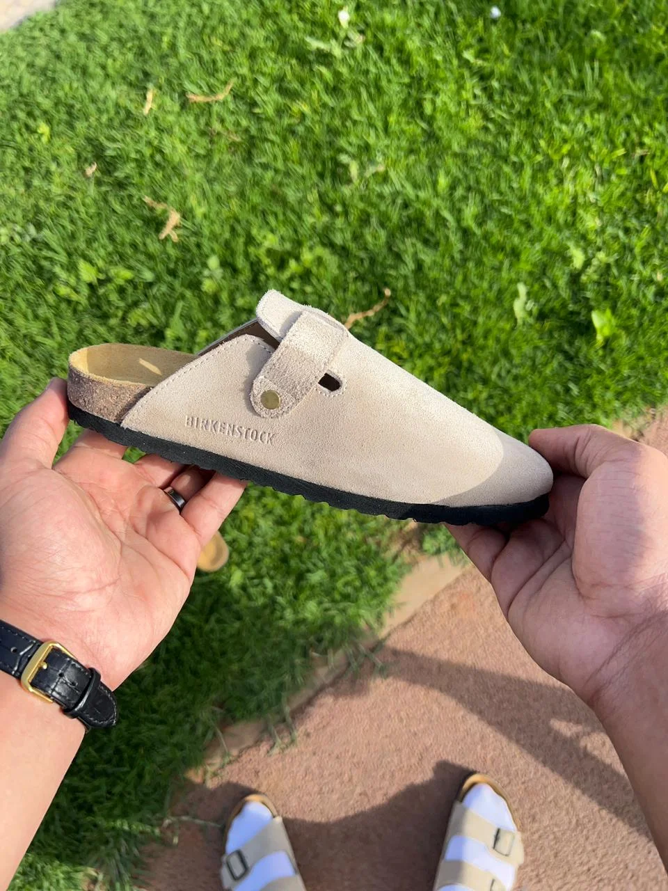 sabot birkenstock boston couleur taupe