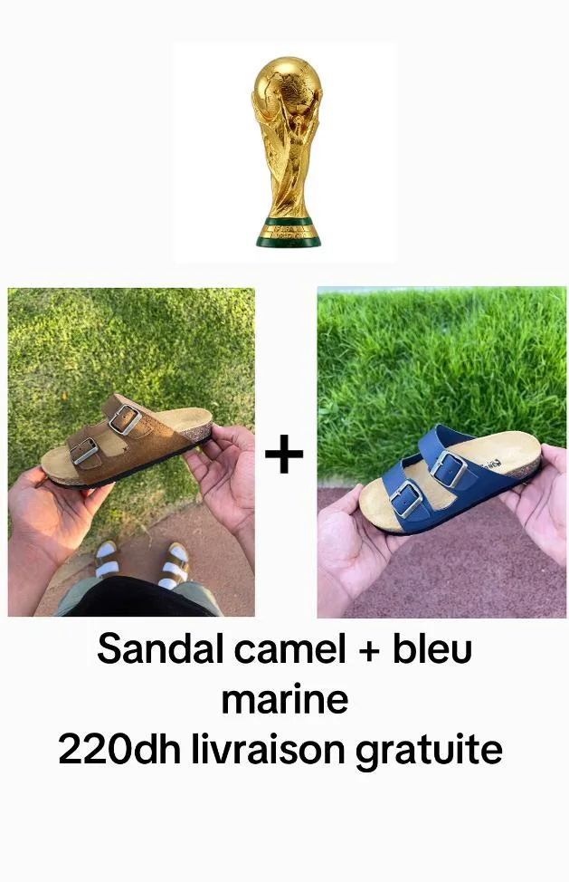pack 2 sandal bleu marine/camel