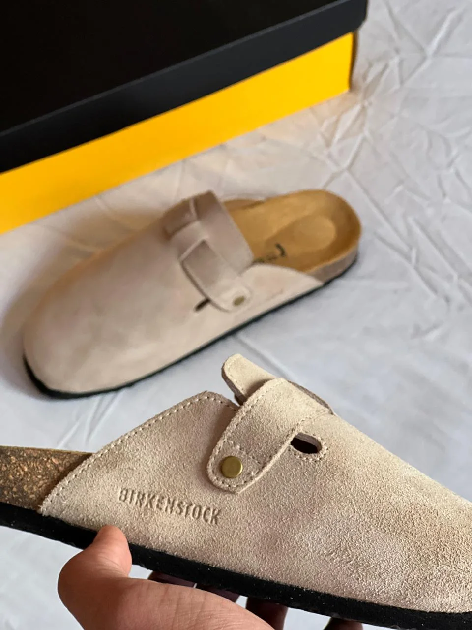 sabot birkenstock boston couleur taupe
