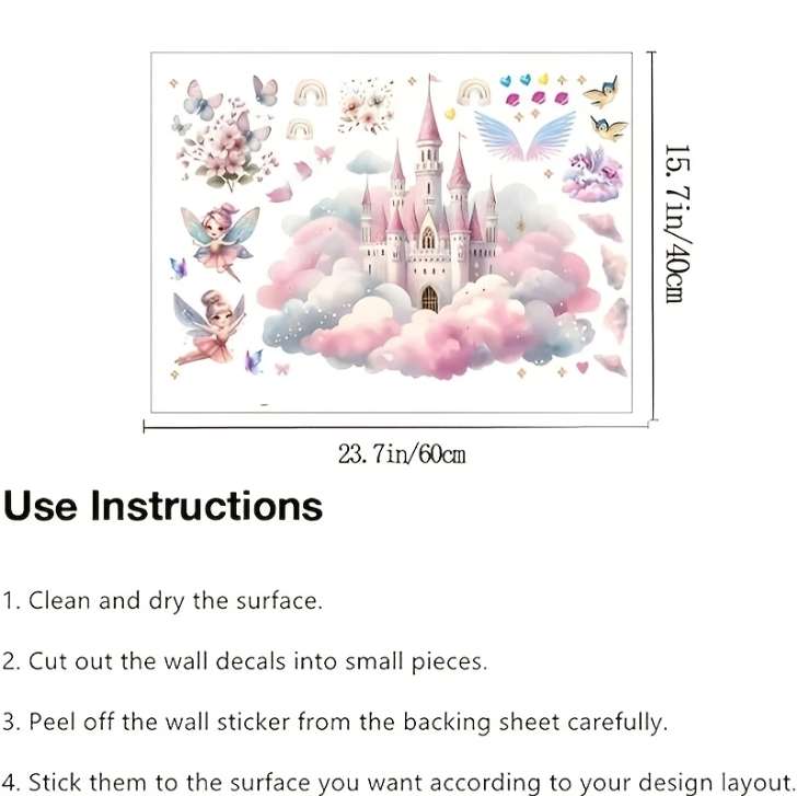 Autocollants Muraux Fées Château de Princesse