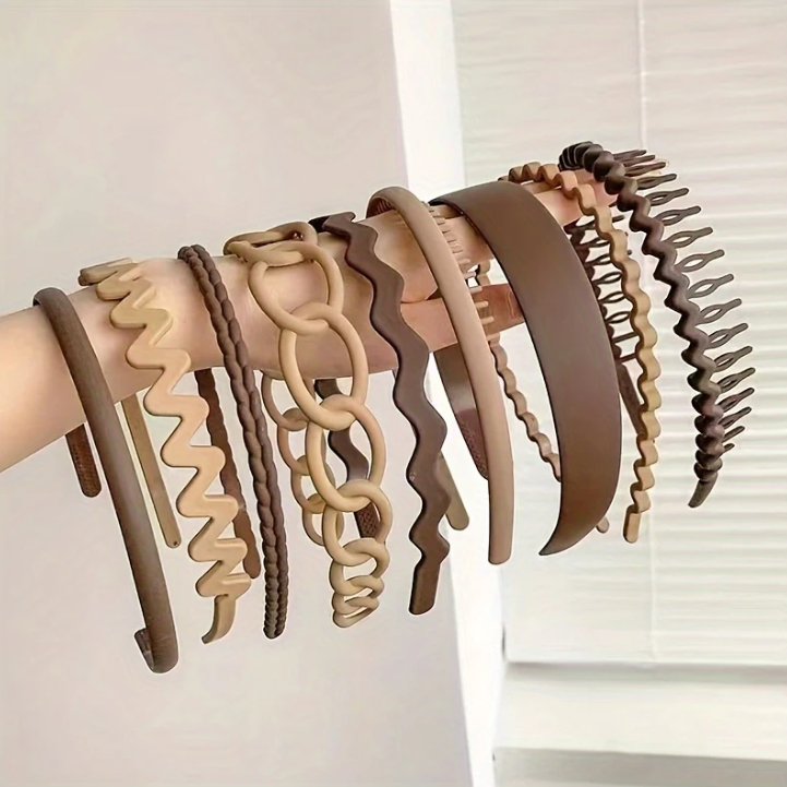 9 pièces - Ensemble de 9 bandeaux à cheveux en plastique (9 pièces)