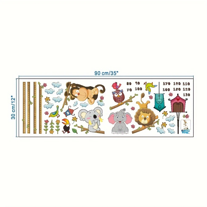 Règle de hauteur en forme d'arbre avec des animaux