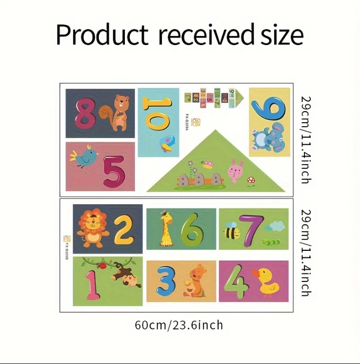 Autocollants de Sol Animaux & Chiffres Amusants