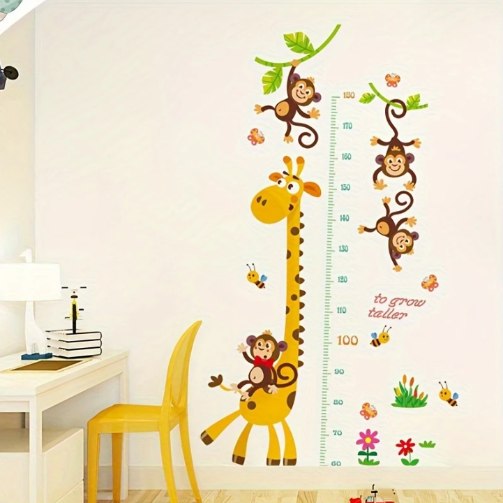 Règle de hauteur avec girafe jaune et suinges