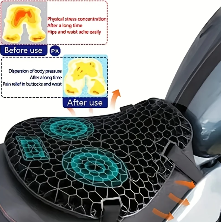 Coussin de siège de moto en nid d'abeille