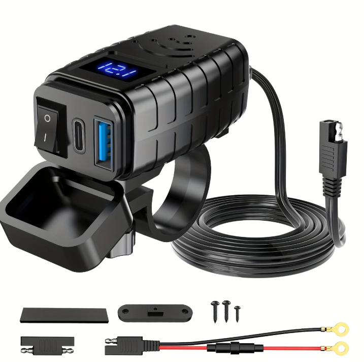Chargeur de Téléphone pour Guidon de Moto - Jauge de tension