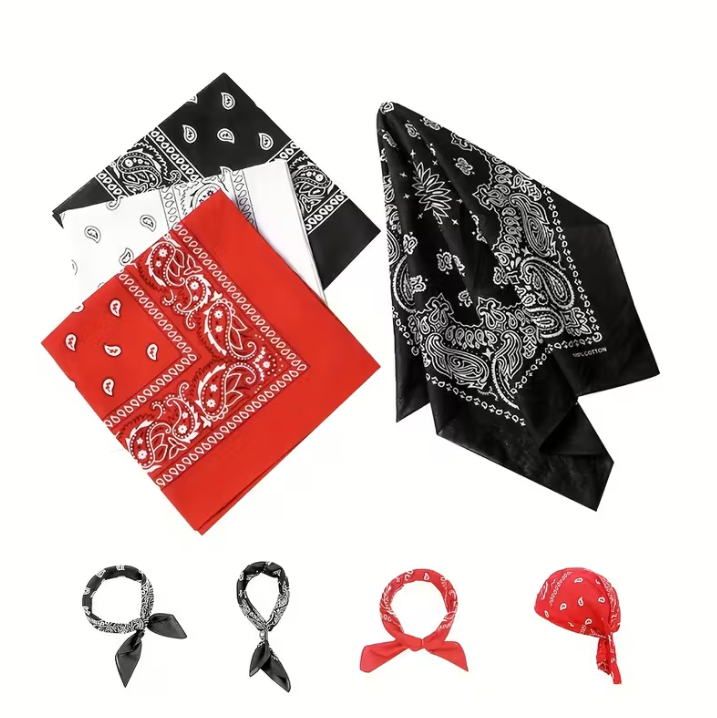 Bandana [Blanc ou Noir ou Rouge] (1 pièce)