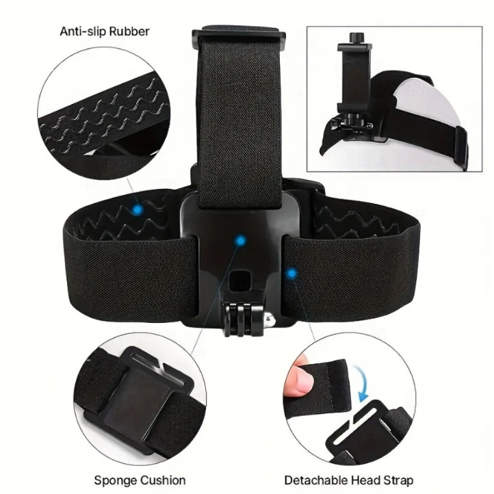 Kit de support pour téléphone portable et caméra (poitrine, tête et casque)