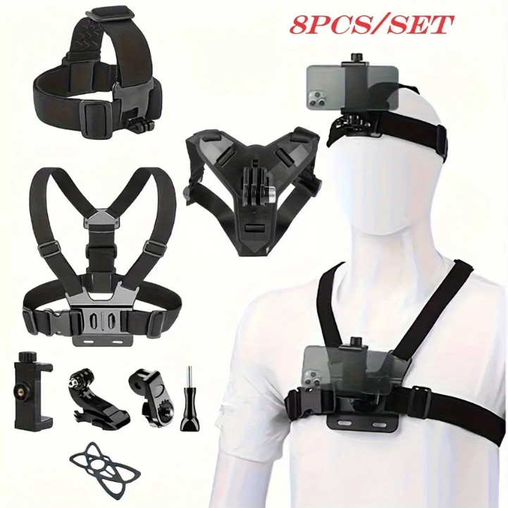 Kit de support pour téléphone portable et caméra (poitrine, tête et casque)
