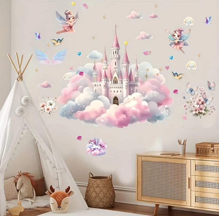Autocollants Muraux Fées Château de Princesse