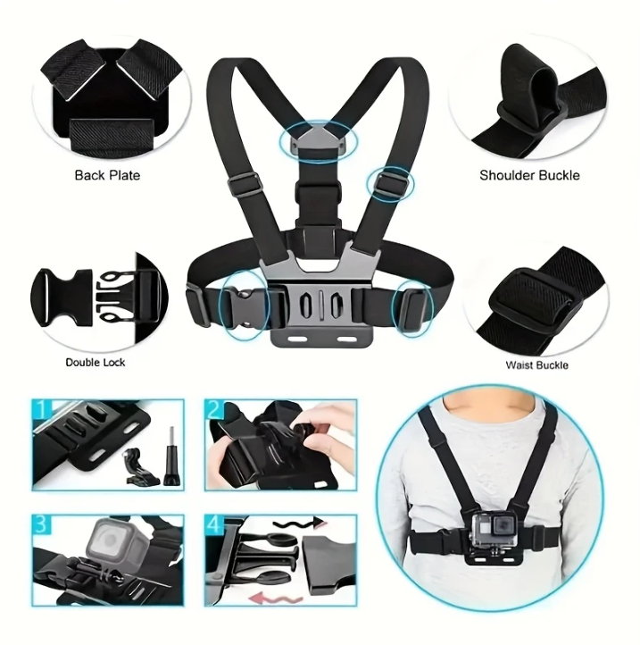 Kit de support pour téléphone portable et caméra (poitrine)