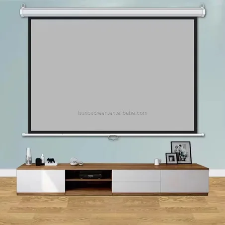 Écran de projection blanc mat deroulant suspendu de 100  pouce pour cinéma intérieur 4K 3D