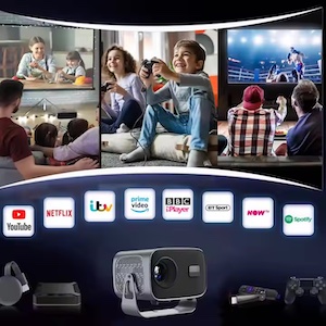 Vidéo-projecteur smart (intelligent) android 11 auto-focus resolution full HD, Smart Home Projecteur H713 Portable 4K Vidéo Android 11 LED Lampe 3D Wi-Fi 800 Ansi Modèle pour Home Cinéma