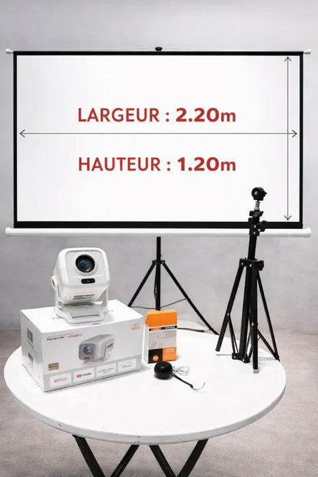 PACK :MINI PROJECTEUR ANDROID+ECRAN DE PROJECTION+TREPIED+MINI BAFLE